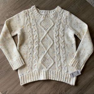 Oshkosh B’gosh Girls Crochet Cable Knit Sweater White Cream Tan Ivory NWT 10